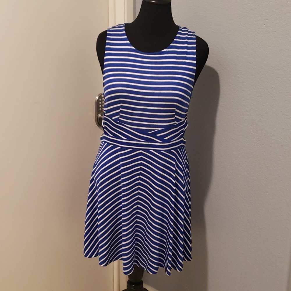 XL blue stripped dress EUC